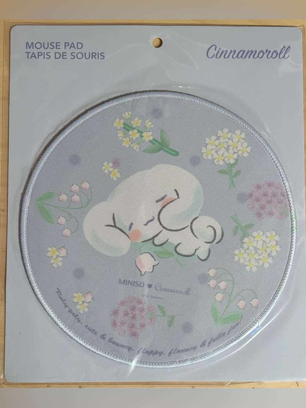 MINISO Sanrio Cinnamoroll Lavender Floral Round Mouse Pad